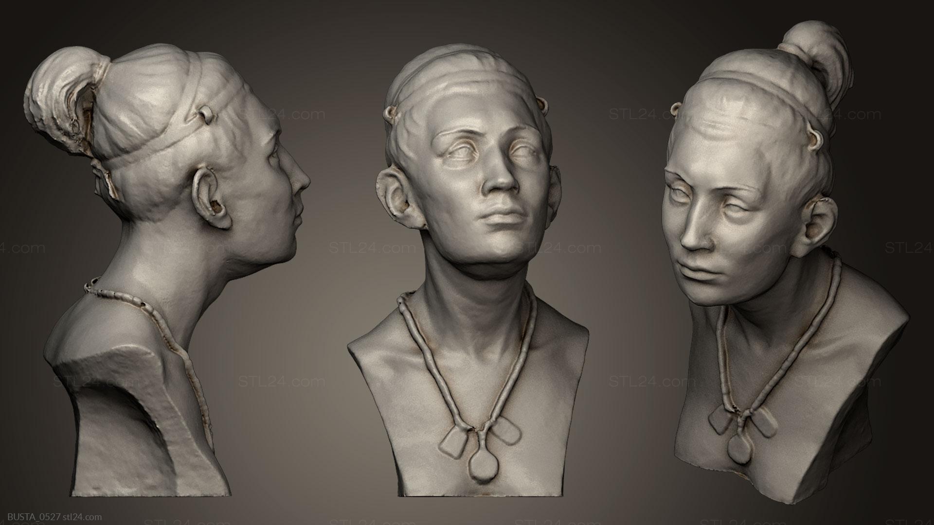 Бюсты и головы античные и исторические (Неизвестная Женщина 5, BUSTA_0527) 3D модель для ЧПУ станка